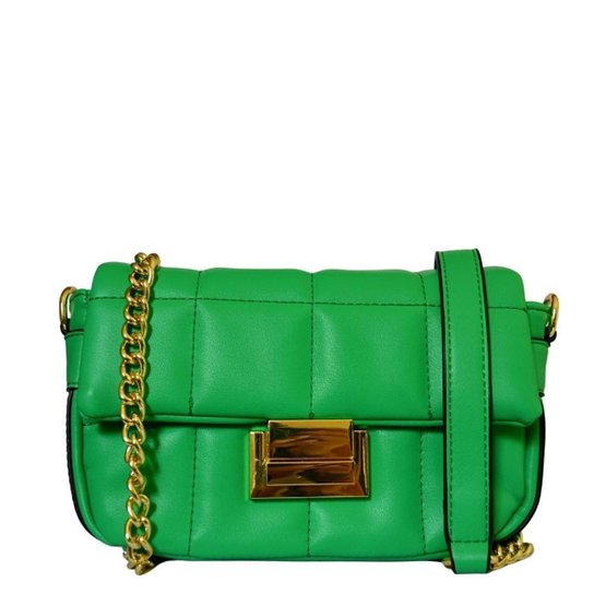 Bolsa Feminina Ari Verde Em Metalassê Alça Corrente Dourada - Verde