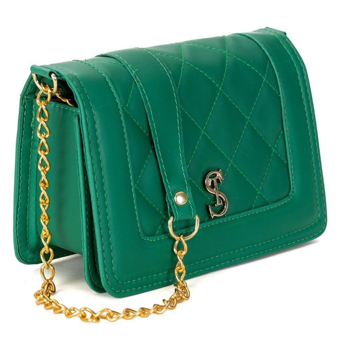Bolsa Feminina Clutch Selten Matelassê Casual Moderna - Verde escuro Menor preço em Bolsa Feminina Clutch Selten Matelassê Casual Moderna - Verde escuro