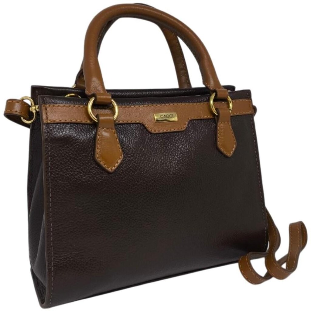 Bolsa Feminina Couro Alça Dupla Transversal Ombro Cacci