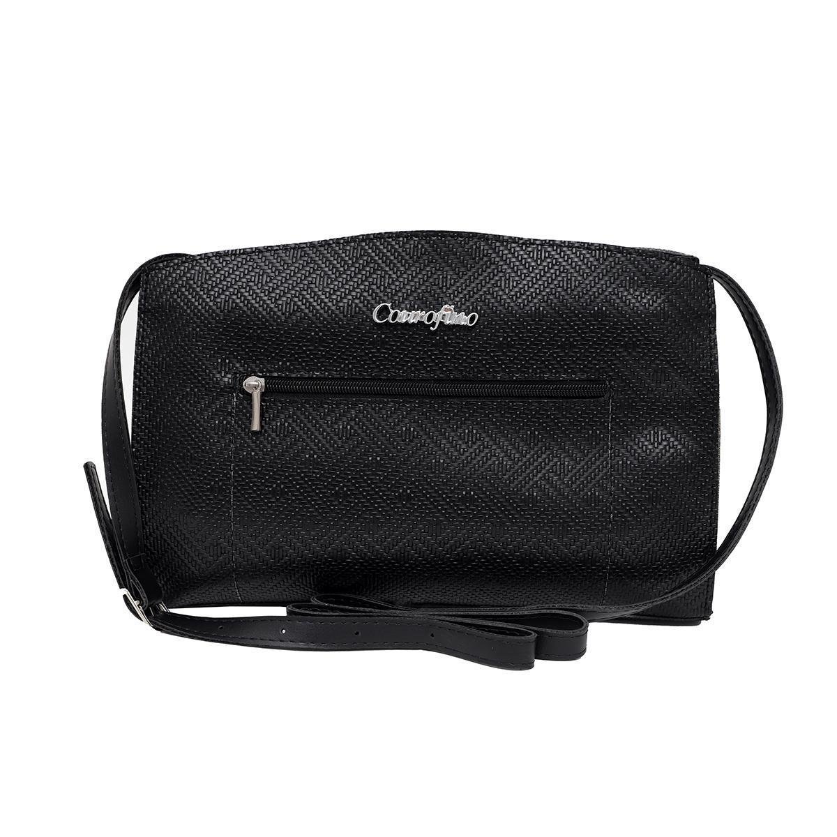 BOLSA FEMININA COURO FINO PEQUENA COM BOLSO NA FRENTE - Preto Menor preço em BOLSA FEMININA COURO FINO PEQUENA COM BOLSO NA FRENTE - Preto