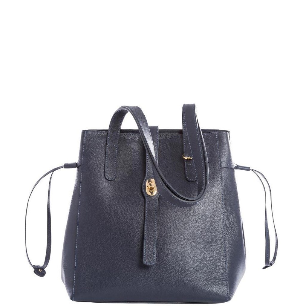 Bolsa Feminina Couro Legítimo Azul Marinho com Regulagem lateral e Carteira