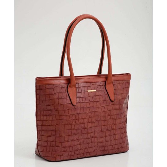 Bolsa Feminina De Ombro Textura Croco Gash - 10048291408 - Marrom