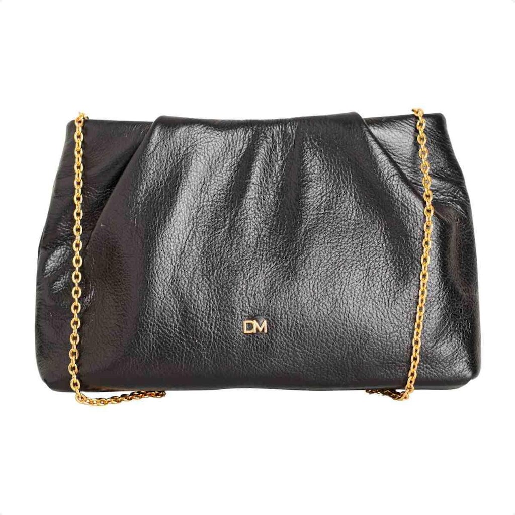 BOLSA FEMININA DM TRANSVERSAL CROSSBODY DE COURO PRETA