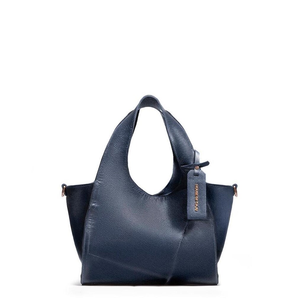 BOLSA FEMININA EM COURO ALÇA DE MÃO AZUL MARINHO "MARIA DE FÁTIMA MARCHEZONI"