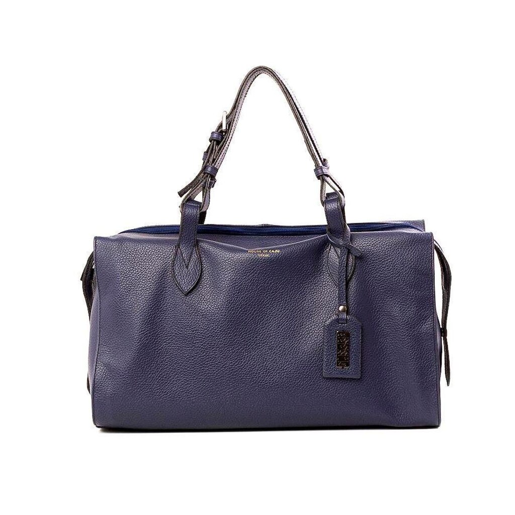 BOLSA FEMININA EM COURO ALÇA DE MÃO AZUL MARINHO "VÍTORIA MOURA"