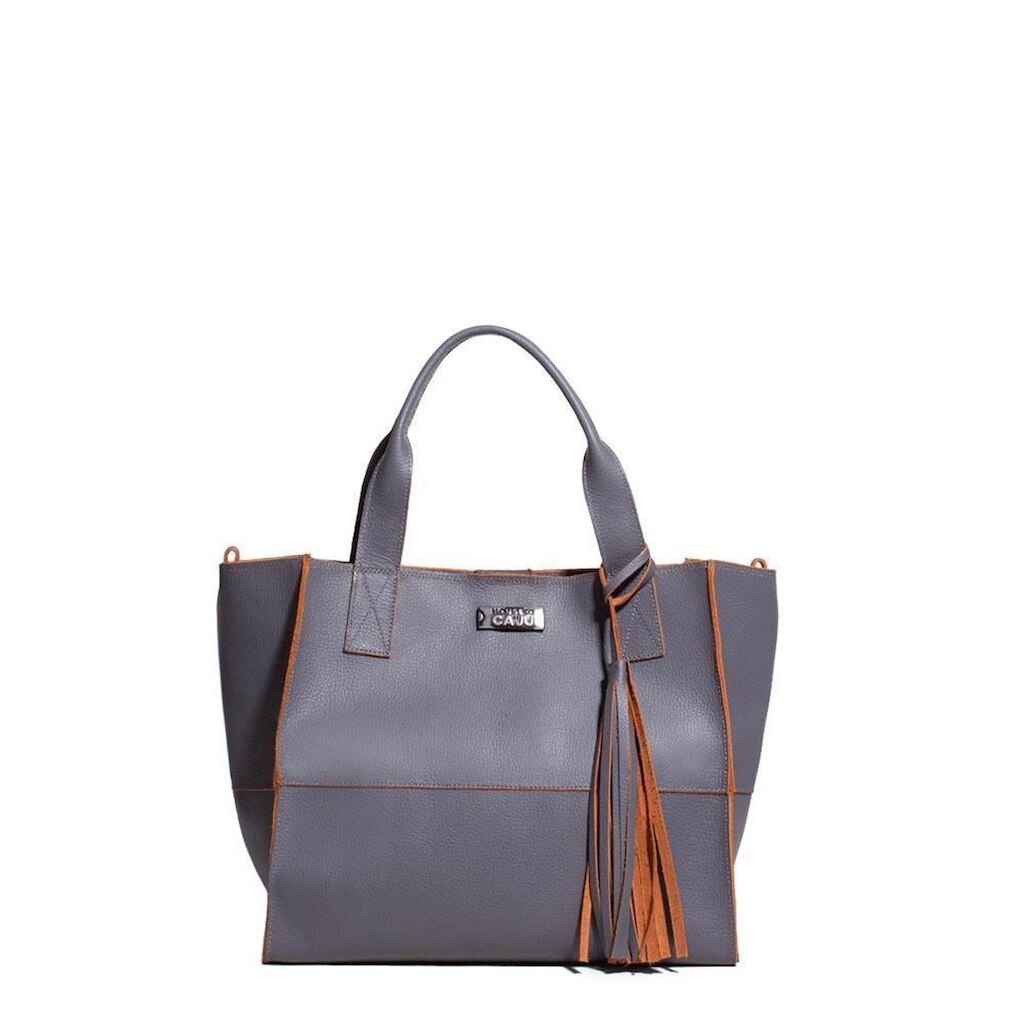 BOLSA FEMININA EM COURO ALÇA DE MÃO CARAMELO COM ROXO "YANA LOBATO"