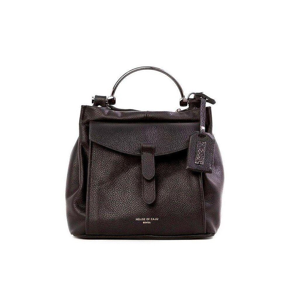 BOLSA FEMININA EM COURO ALÇA DE MÃO PRETA "AGATHA SOARES"