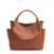 BOLSA FEMININA EM COURO ALÇA DE MÃO PRETA COM CARAMELO “LARA CASTRO” - Caramelo