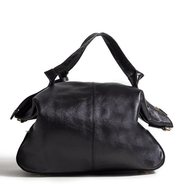 BOLSA FEMININA EM COURO ALÇA DE MÃO PRETA "LIGIA MIRANDA"