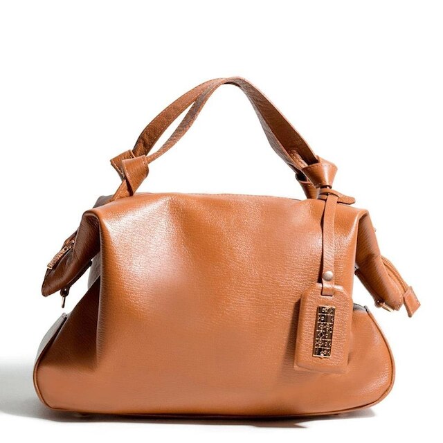 BOLSA FEMININA EM COURO ALÇA DE MÃO PRETA "LIGIA MIRANDA"
