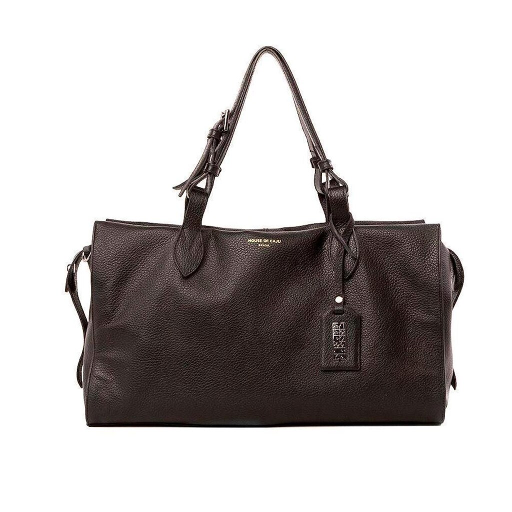 BOLSA FEMININA EM COURO ALÇA DE MÃO PRETA "MARCELLY DIAZ"