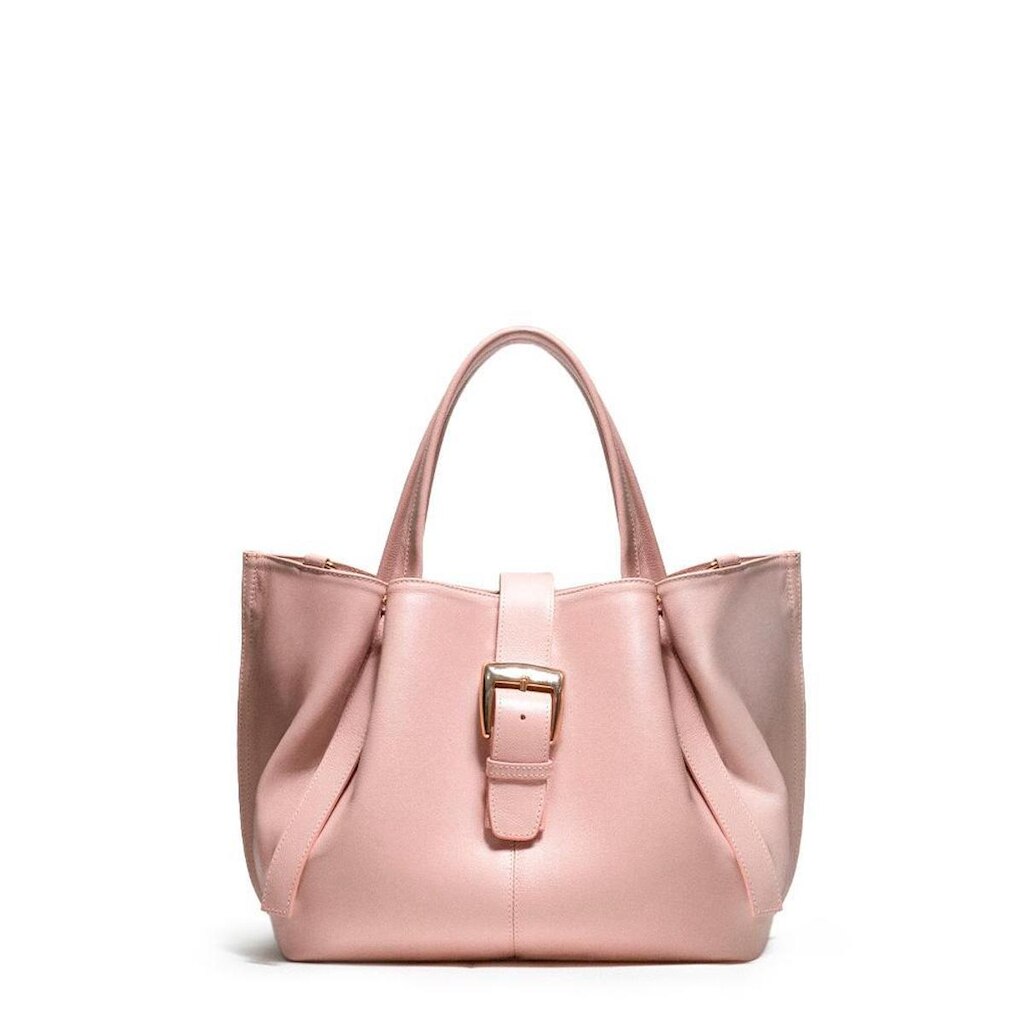 BOLSA FEMININA EM COURO ALÇA DE MÃO ROSÉ "OLAVINA TEIXEIRA"