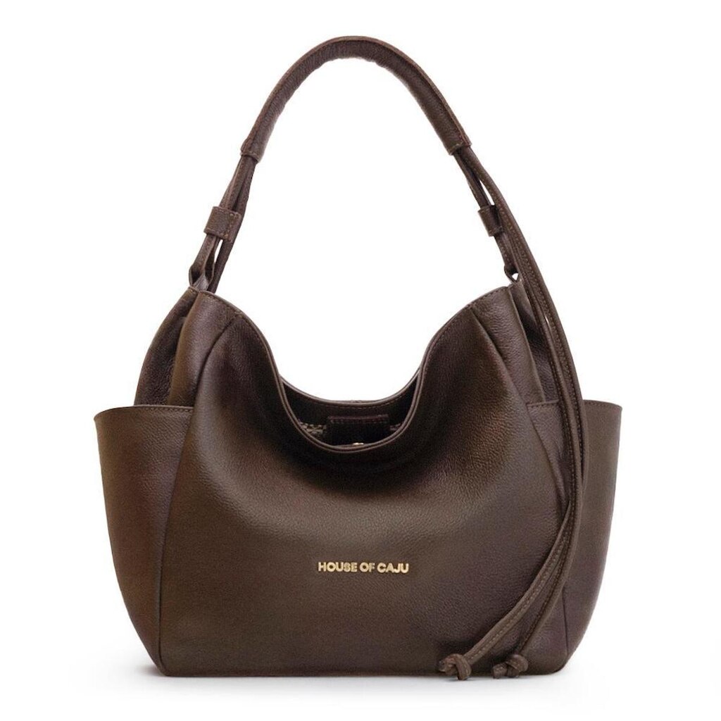 BOLSA FEMININA EM COURO TIRACOLO CAFÉ "SANDRA FALCÃO"