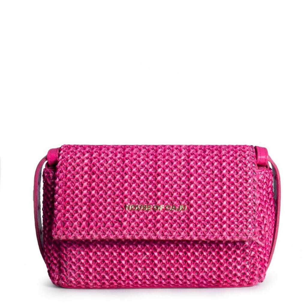 BOLSA FEMININA EM COURO TIRACOLO ROSA "PATRÍCIA FERREIRA"
