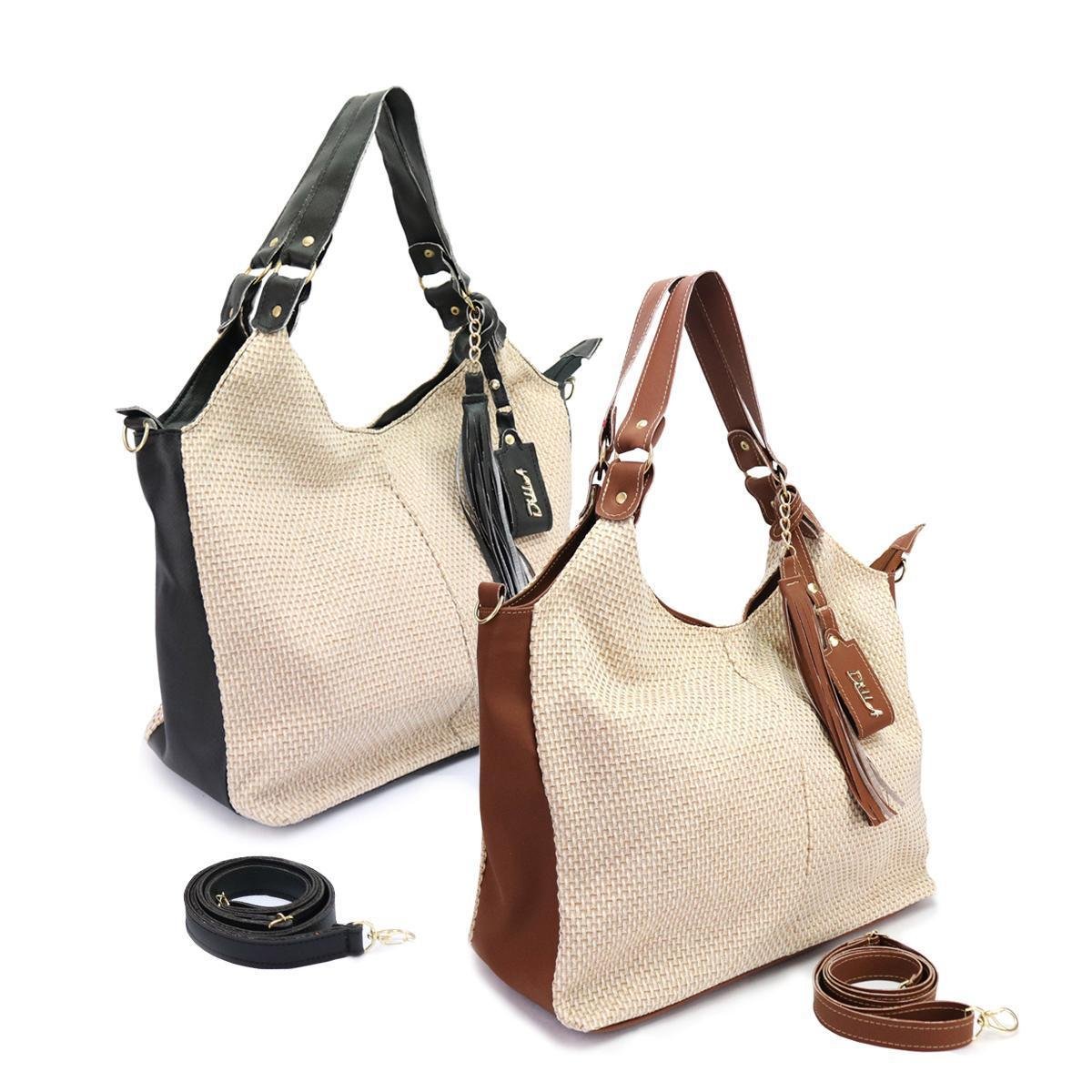 Bolsa Feminina Grande Sacola Kit 2 Unidades Transversal Menor preço em Bolsa Feminina Grande Sacola Kit 2 Unidades Transversal