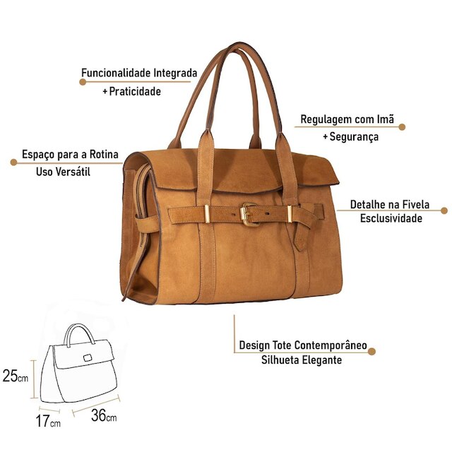 Bolsa Feminina Grande Schutz Casual Shopping Kelsey Couro Camurça