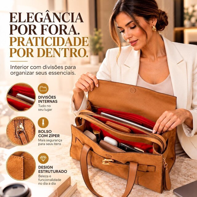 Bolsa Feminina Grande Schutz Casual Shopping Kelsey Couro Camurça