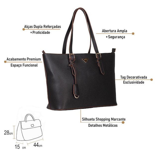 Bolsa Feminina Grande Schutz Shopping Liesse Casual Estruturada Ombro 500102034
