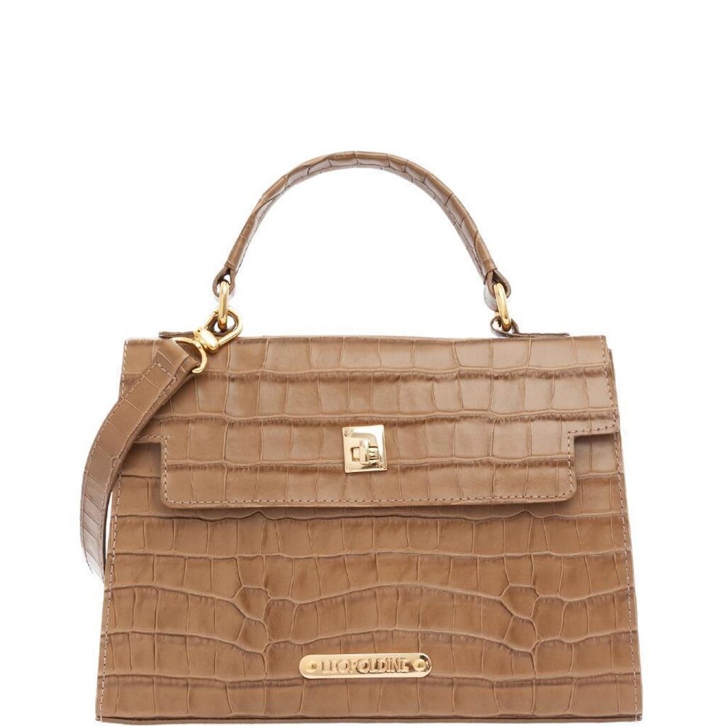 Bolsa Feminina Leopoldine Couro Legítimo Caramelo com Alça Removível e Fecho Metálico