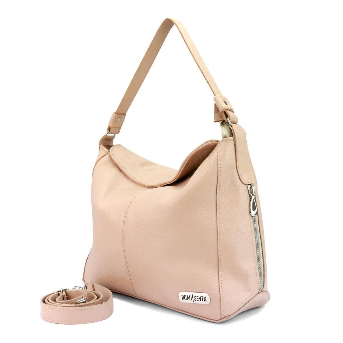 Bolsa Feminina Sacola Hobo Média em Couro Legitimo Alça ombro e Transversal Road Seven Menor preço em Bolsa Feminina Sacola Hobo Média em Couro Legitimo Alça ombro e Transversal Road Seven