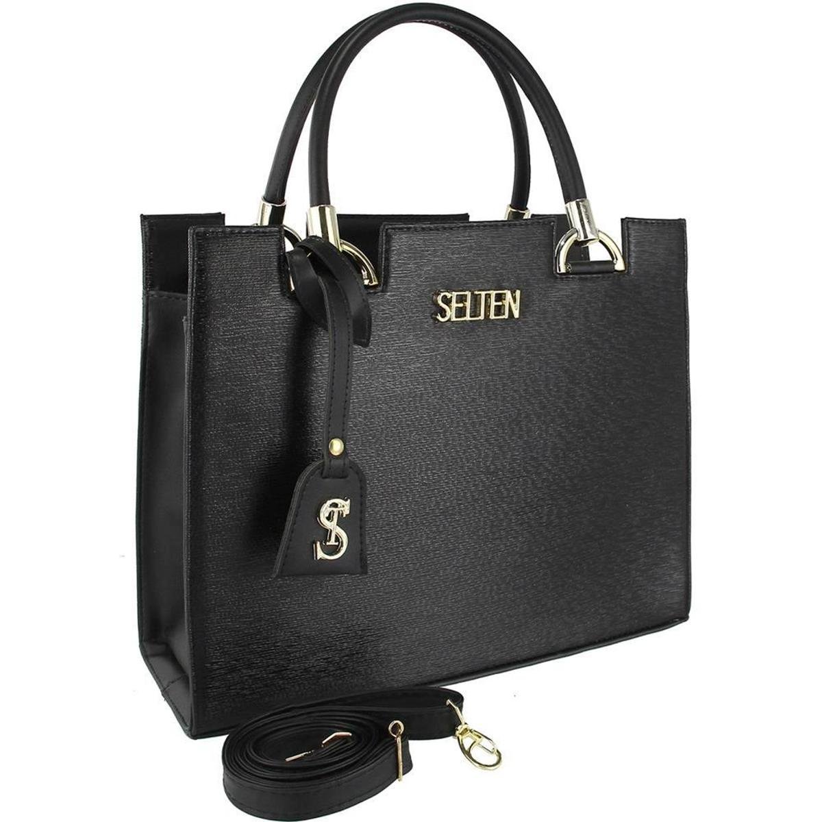 Bolsa Feminina Selten Grande Transversal Zíper Casual - Preto Menor preço em Bolsa Feminina Selten Grande Transversal Zíper Casual - Preto