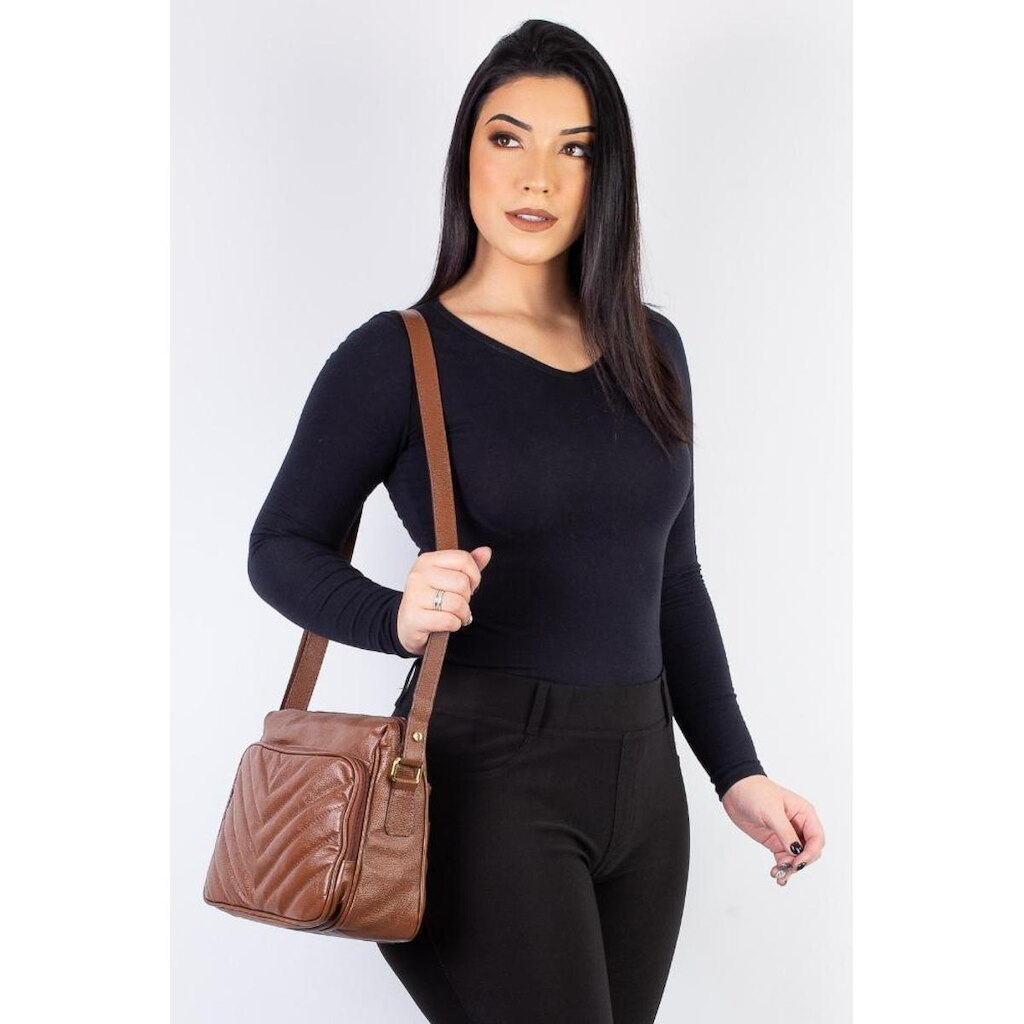 Bolsa feminina tiracolo de couro Anita