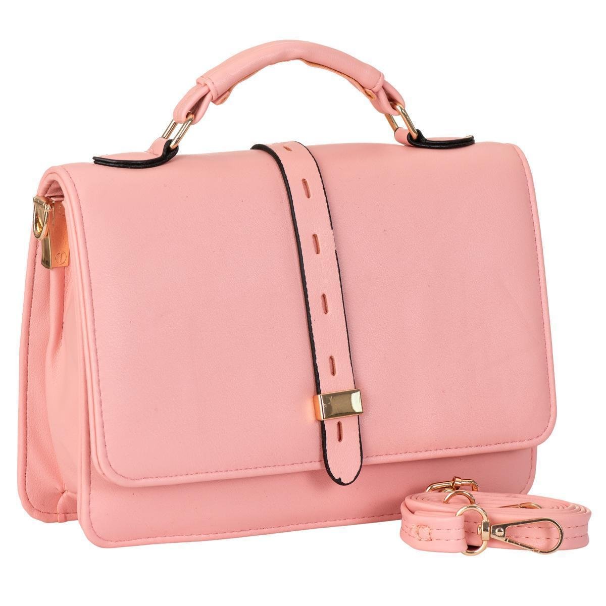 Bolsa Feminina Transversal com Alça de Mão Kit Porta Moeda Carteira Feminina - Rosa Menor preço em Bolsa Feminina Transversal com Alça de Mão Kit Porta Moeda Carteira Feminina - Rosa