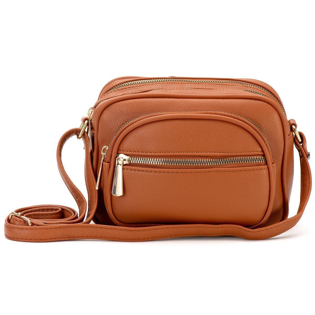 Bolsa Feminina Transversal Pequena Tiracolo Ombro - Caramelo Menor preço em Bolsa Feminina Transversal Pequena Tiracolo Ombro - Caramelo