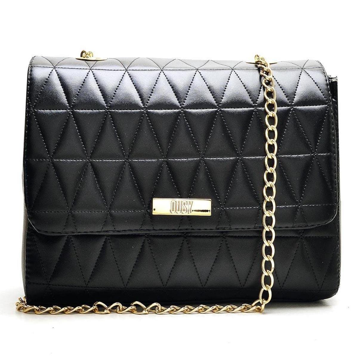 Bolsa Flap Feminina Matelassê Tiracolo Alça Corrente Casual - Preto Menor preço em Bolsa Flap Feminina Matelassê Tiracolo Alça Corrente Casual - Preto