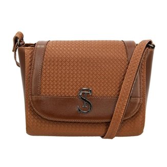 Bolsa Flap Selten Com Textura Fechamento Zíper Conforto Feminina