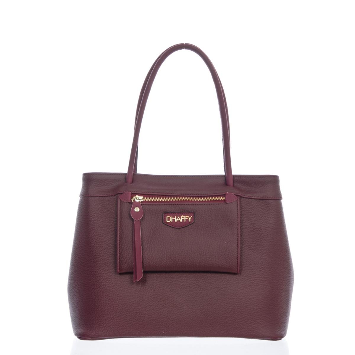 Bolsa Grande Dhaffy Alça De Ombro Bolso Externo Feminina - Vinho Menor preço em Bolsa Grande Dhaffy Alça De Ombro Bolso Externo Feminina - Vinho