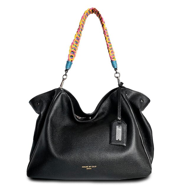 Bolsa House of Caju Saco Couro Apliques Feminina