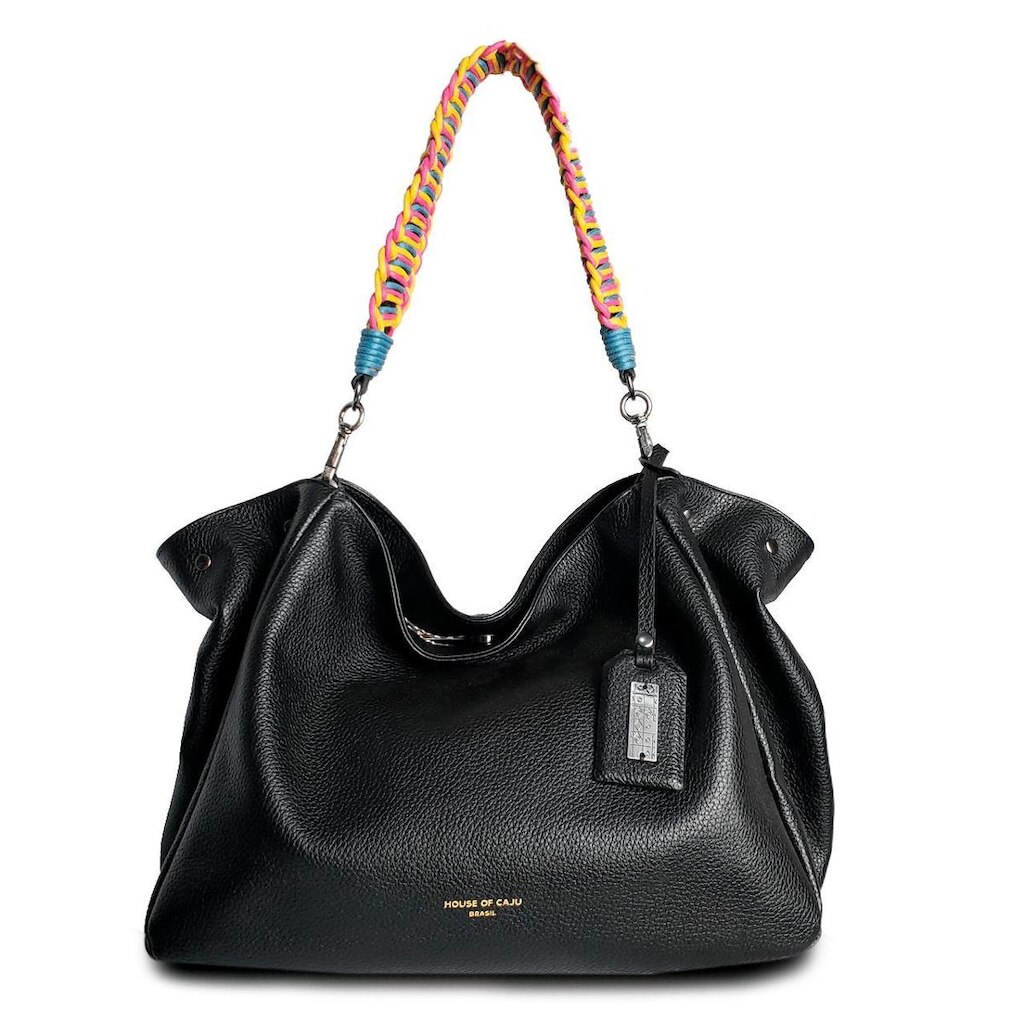 Bolsa House of Caju Saco Couro Apliques Feminina