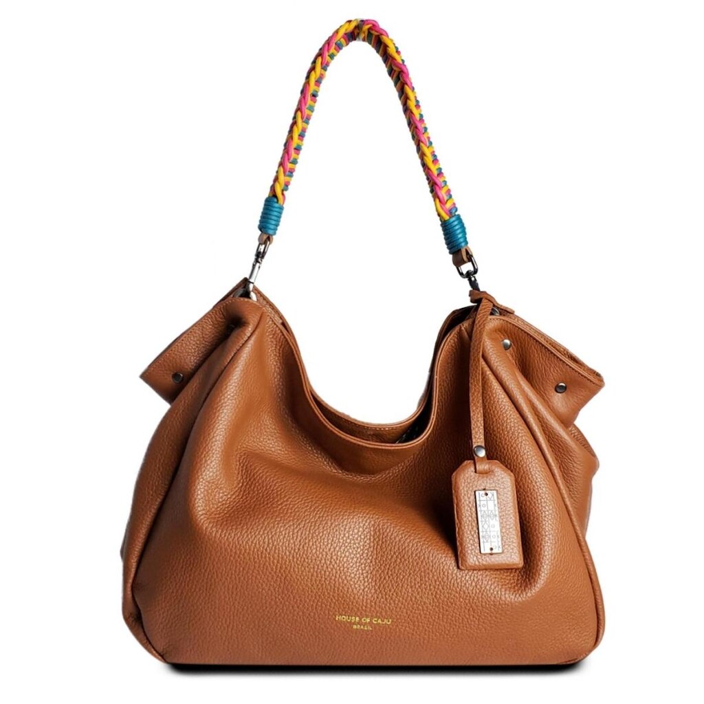 Bolsa House of Caju Saco Couro Apliques Feminina