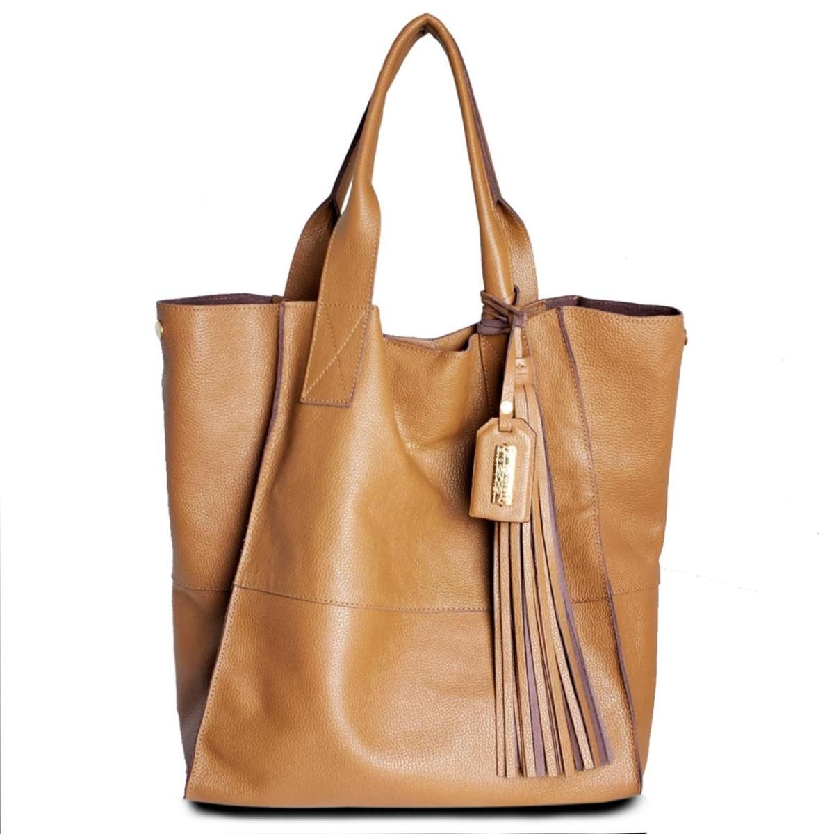 Bolsa House of Caju Tote Couro Alça Ombro Casual Feminina - Caramelo Menor preço em Bolsa House of Caju Tote Couro Alça Ombro Casual Feminina - Caramelo