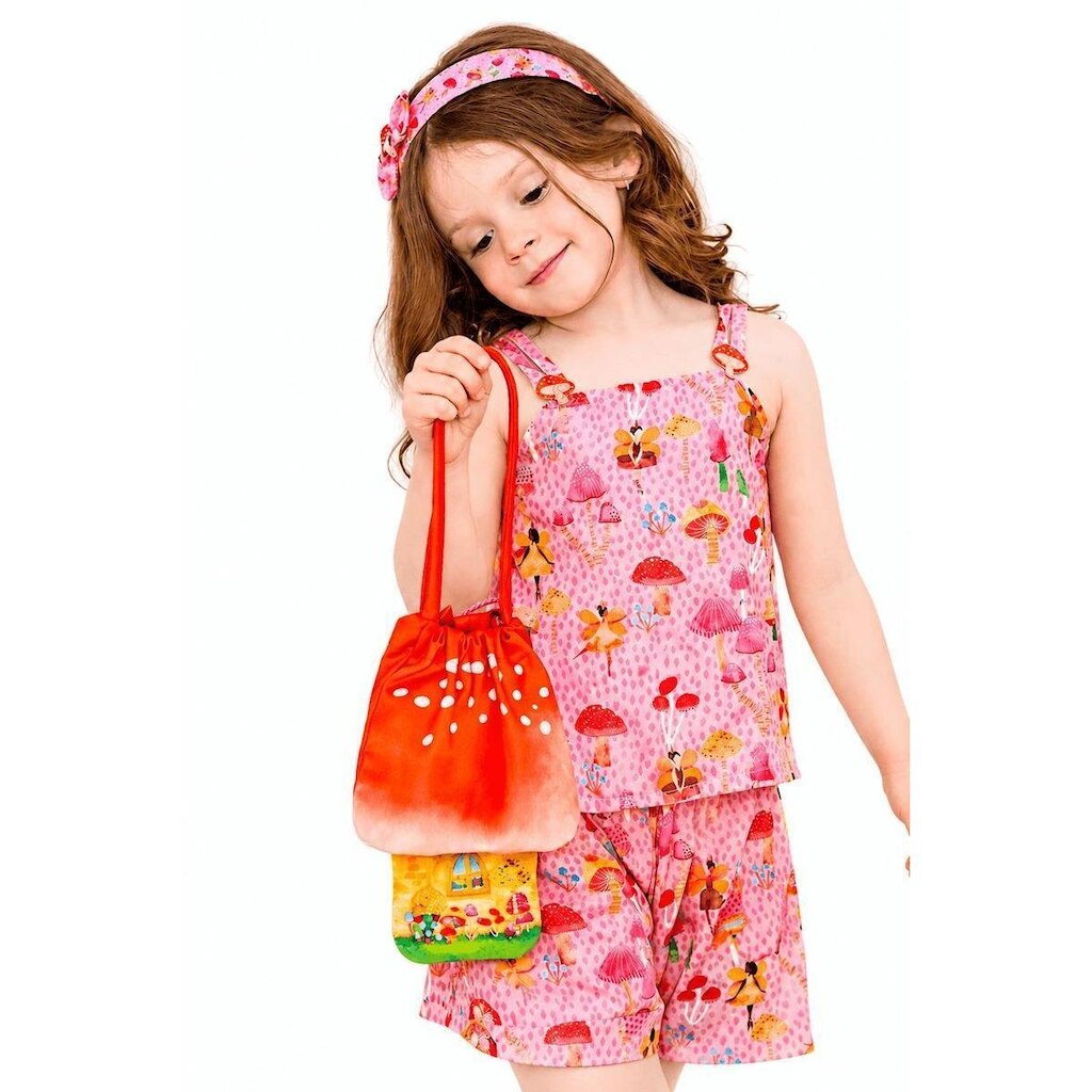 Bolsa Infantil Menina Bosque De Fadas Alphabeto Vermelho