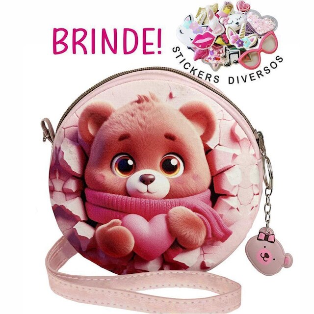 Bolsa Infantil Menina Criança Ursinho Redonda Magicc MI-226