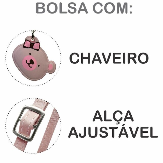 Bolsa Infantil Menina Criança Ursinho Redonda Magicc MI-226