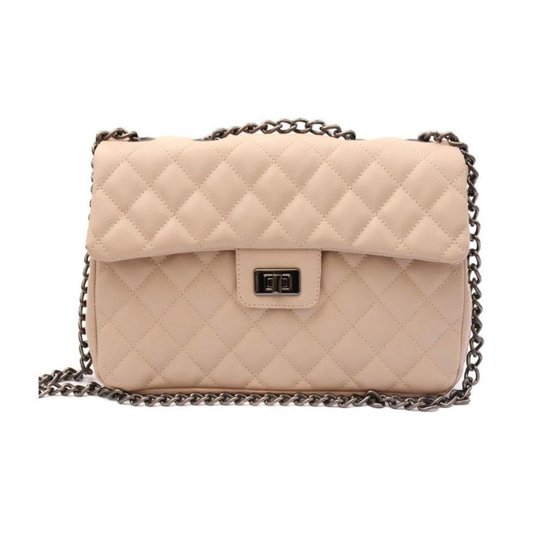 Bolsa Maria Milão Flap Alça Transversal Corrente Feminina - Off White
