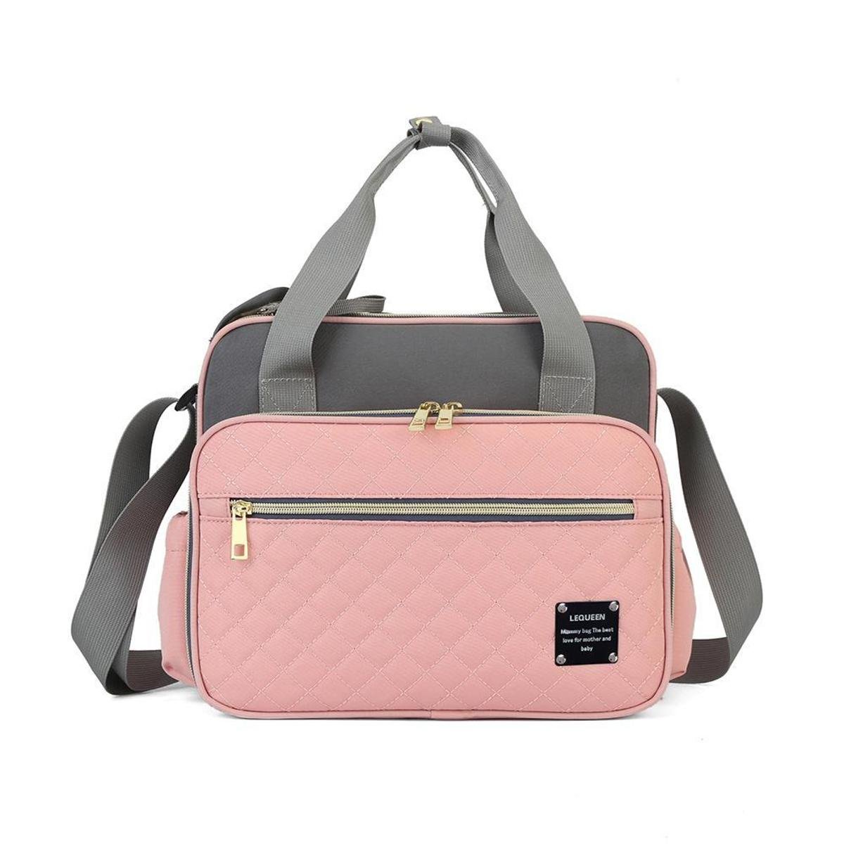 Bolsa Maternidade Lequeen Bebê Viagem Passeio Multifuncional - Rosa+Cinza Menor preço em Bolsa Maternidade Lequeen Bebê Viagem Passeio Multifuncional - Rosa+Cinza