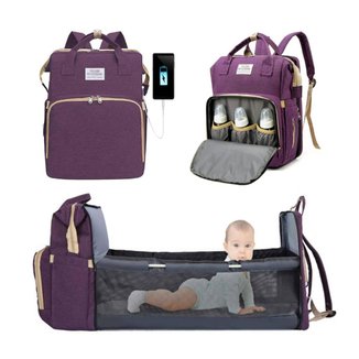 Bolsa Maternidade Térmica Vira Berço Porta Mamadeira Garrafa Espaço Fralda Cabo USB