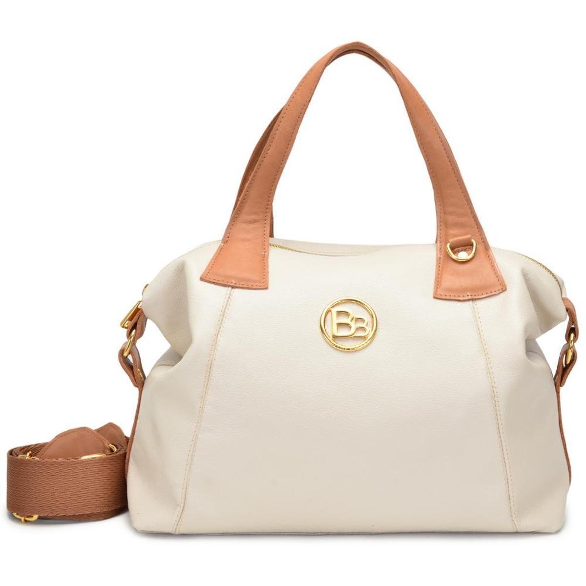 Bolsa Media Couro 100% Mão Transversal Marília - Creme Menor preço em Bolsa Media Couro 100% Mão Transversal Marília - Creme