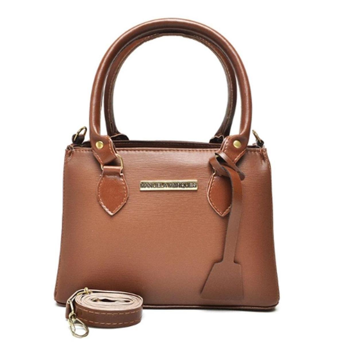 Bolsa Média Tote Casual de Mão e Alça Regulável Transversal - Marrom Menor preço em Bolsa Média Tote Casual de Mão e Alça Regulável Transversal - Marrom