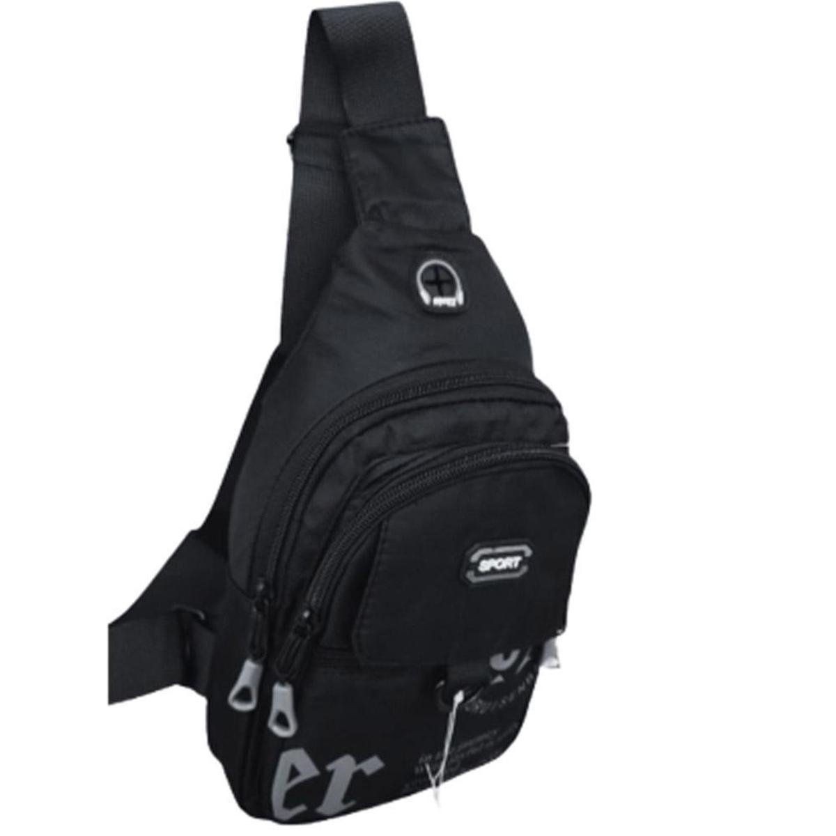 BOLSA MOCHILA BAG TRANSVERSAL POCHETE ALÇA ÚNICA SAÍDA USB - Preto Menor preço em BOLSA MOCHILA BAG TRANSVERSAL POCHETE ALÇA ÚNICA SAÍDA USB - Preto