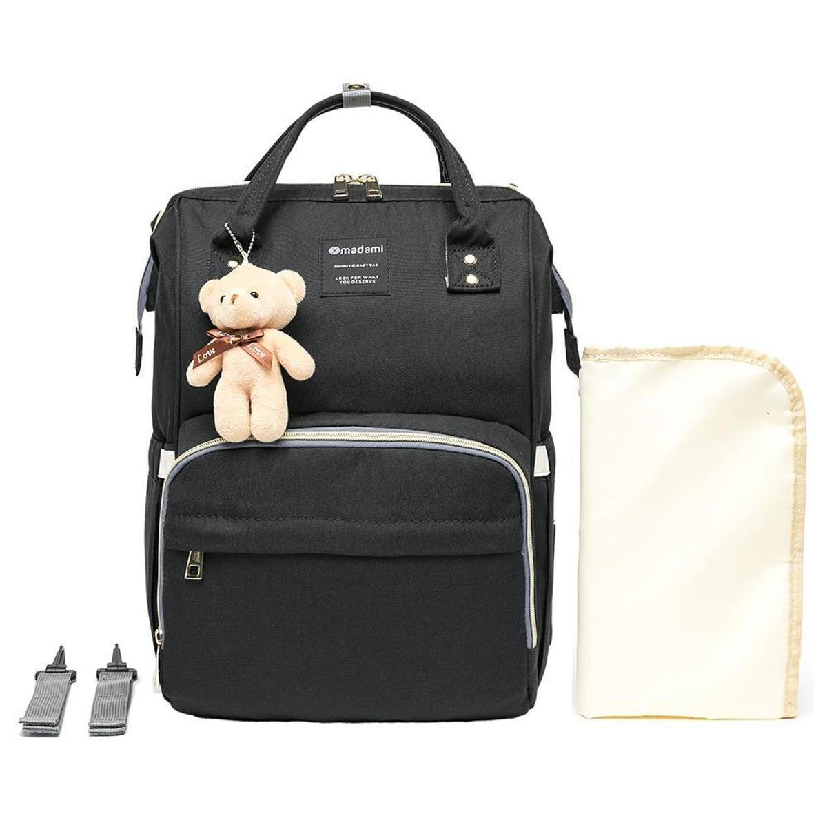 Bolsa Mochila Maternidade Madami Original Funcional Preto - Preto Menor preço em Bolsa Mochila Maternidade Madami Original Funcional Preto - Preto