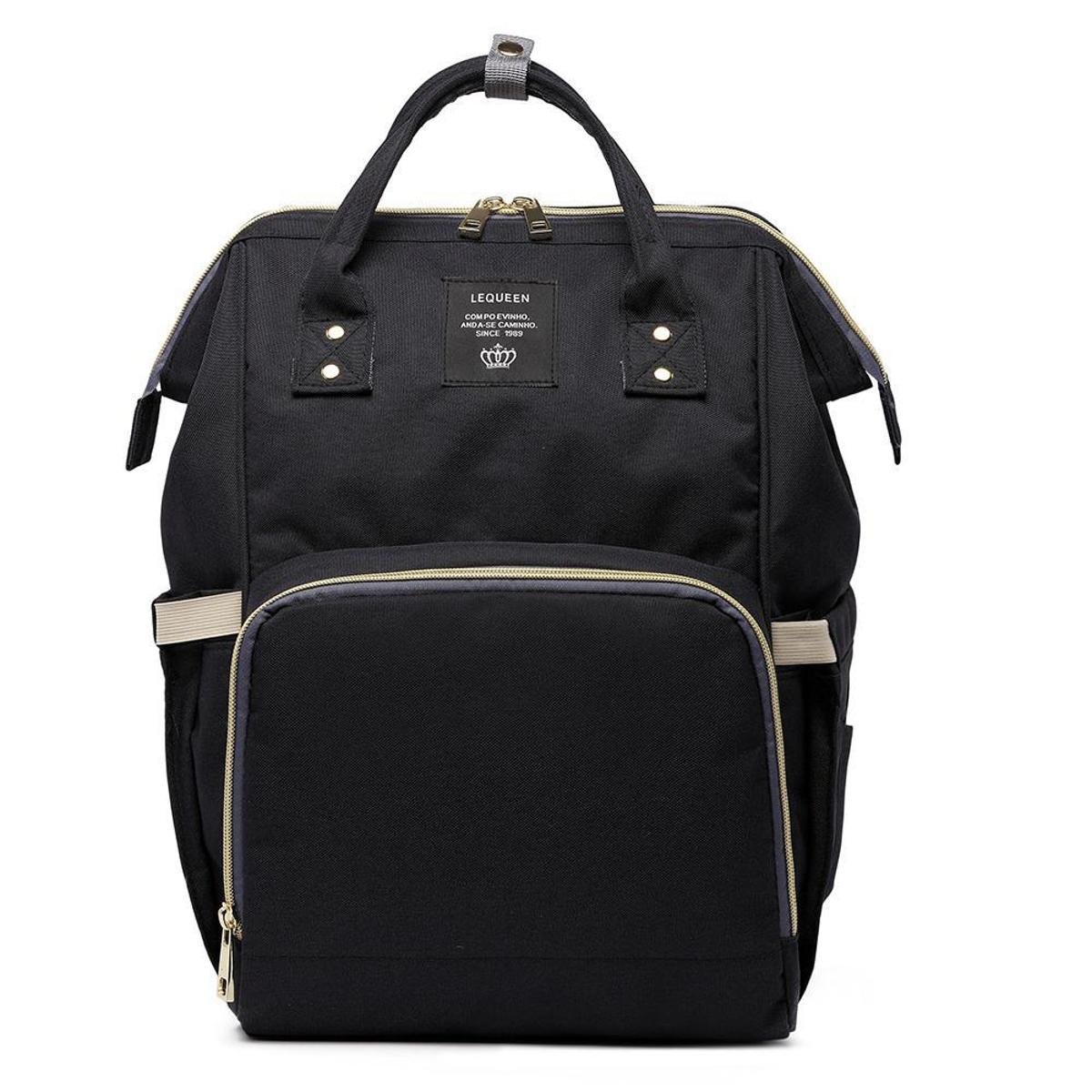 BOLSA MOCHILA MATERNIDADE ORIGINAL LEQUEEN MULTIFUNCIONAL - Preto Menor preço em BOLSA MOCHILA MATERNIDADE ORIGINAL LEQUEEN MULTIFUNCIONAL - Preto