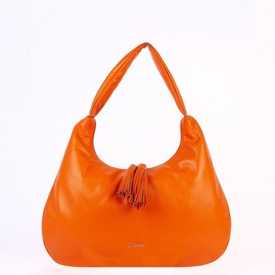 Bolsa Ombro Couro Canoa Classe Nude - Laranja