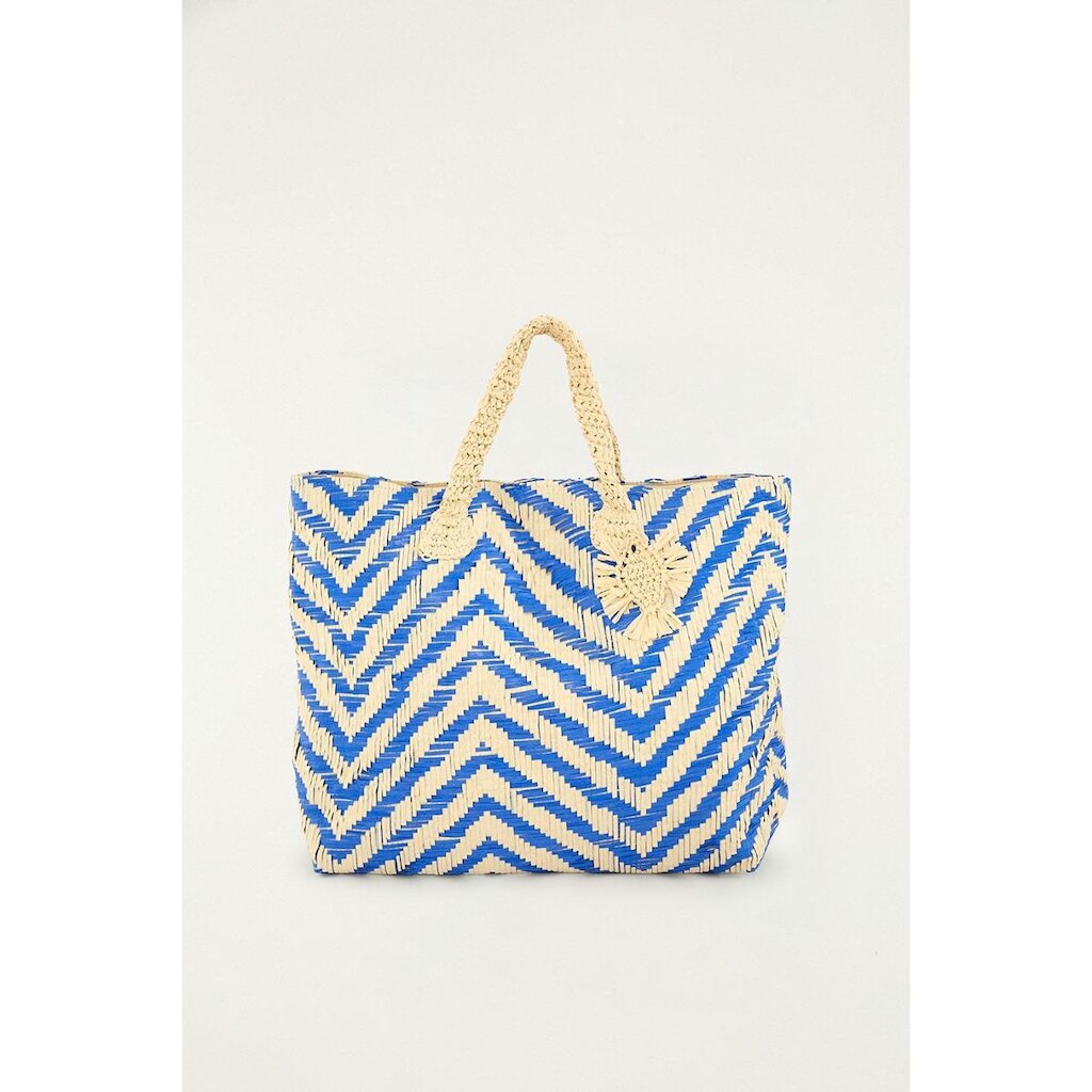 Bolsa Ondina Farm M De Rafia Paper Azul