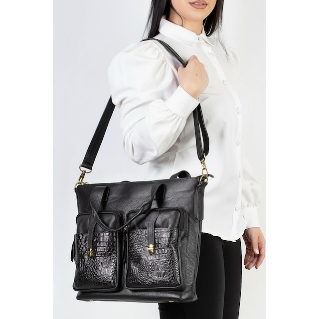 Bolsa para notebook de couro croco Jaque