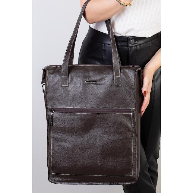 Bolsa para notebook em couro liso grafite Sandra